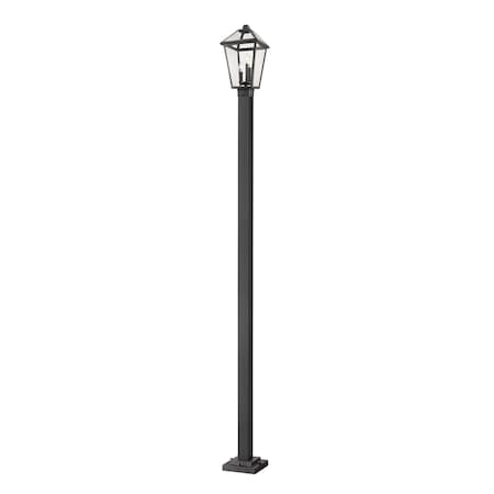 Z-Lite Talbot 3 Light Outdoor Post Mounted Fixture, Black & Clear Beveled 579PHBS-536P-BK